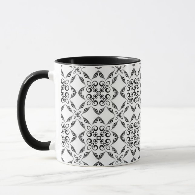Caneca Mug de padrão preto e branco retrô (Esquerda)