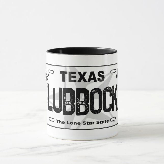 Caneca Mug de placa de matrícula preta do Texas (Centro)