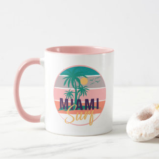 Caneca mug de praia de miami, paraíso surfador