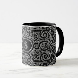 Caneca Mug De Prata Monograma Ornamental