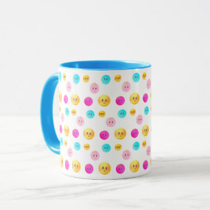 Caneca Mug de Rostos Felizes, Multicolores e Cordas Moder