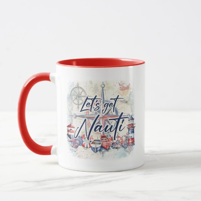 Caneca Mug de Tema Náutico com Ênfase de Cor (Esquerda)