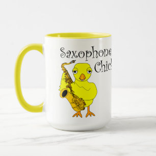 Caneca Mug de Texto do Pintinho Saxofone
