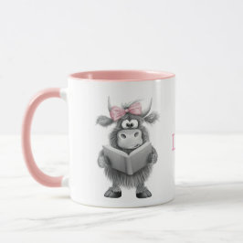 Caneca Mug de Vaca Cute Personalizado com Alça Rosa