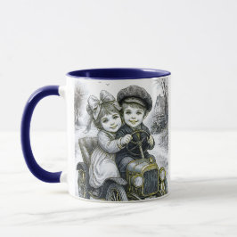 Caneca Mug deux enfants dans une voiturette.