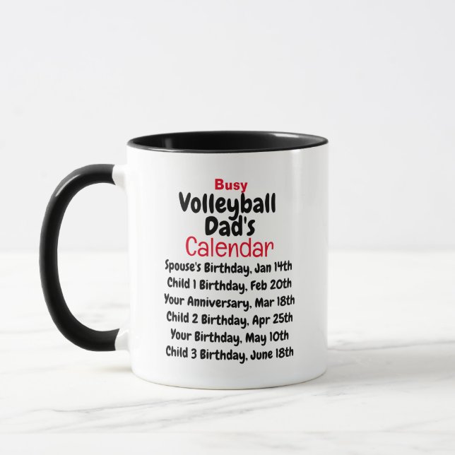 Caneca Mug do Calendário do Pai de Voleibol Ocupado (Esquerda)