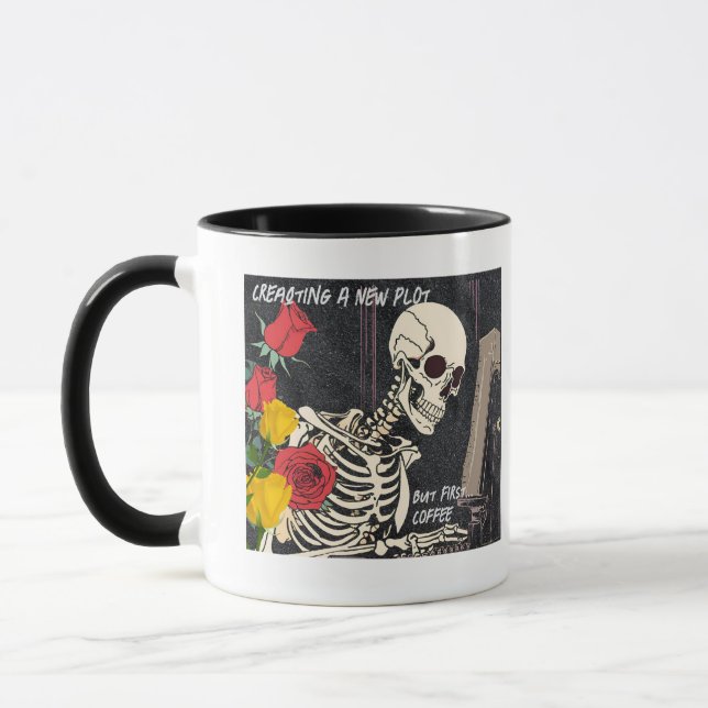 Caneca Mug do gravador de esqueleto e Rosas (Esquerda)