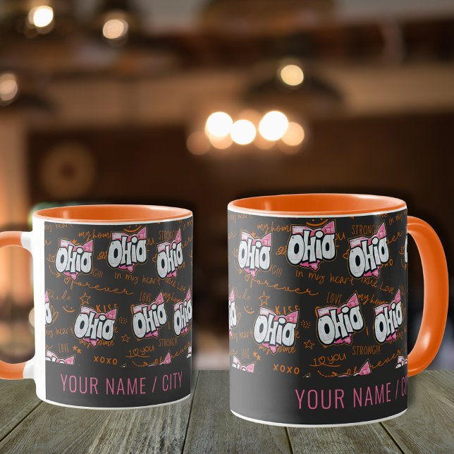 Caneca Mug do padrão laranja preto no estado de Ohio (Criador carregado)