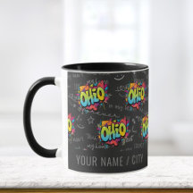 Mug do padrão preto do grafite buckeyes no estado