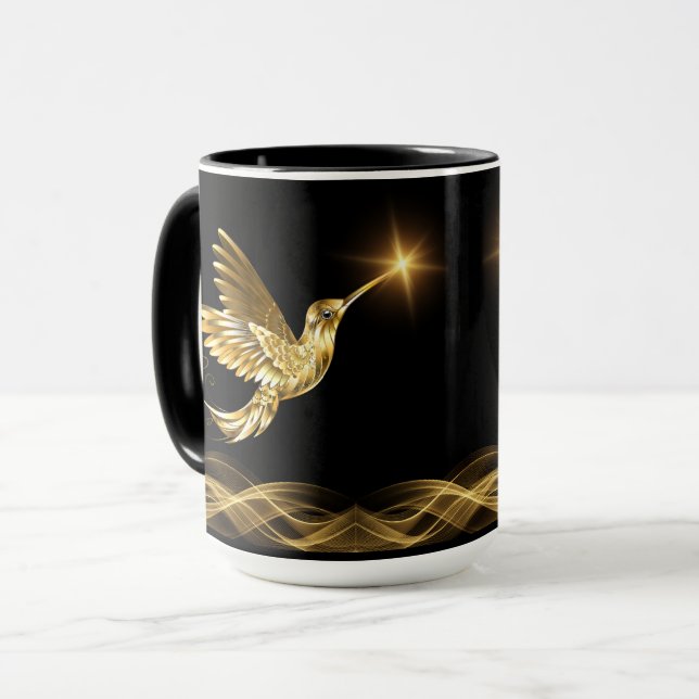 Caneca Mug Dourado Hummingbird (Frente Esquerda)