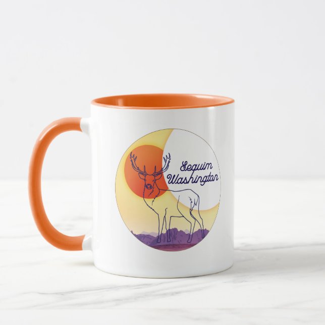 Caneca Mug - Elk and Mountain Landscape - Sequim, WA (Esquerda)