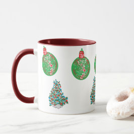 Caneca Mug: Enfeites de natal e árvores de Natal
