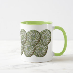 Caneca Mug - Espiral Branco Crochet em Verde