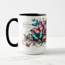 Caneca Mug Faith Over Medo" Borboleta Vibrante