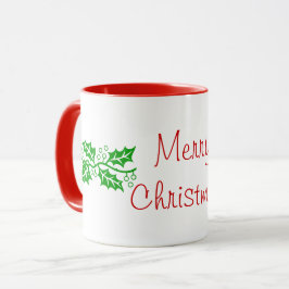 Caneca Mug - Feliz Natal com Holly
