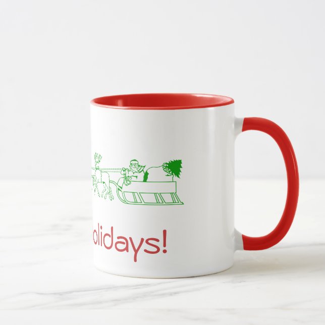 Caneca Mug - Felizes feriados com Papais noeis Sleigh (Direita)