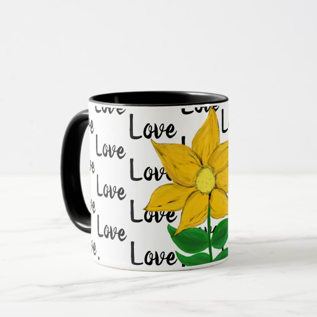 Caneca Mug Floral Amarelo (Frente Esquerda)