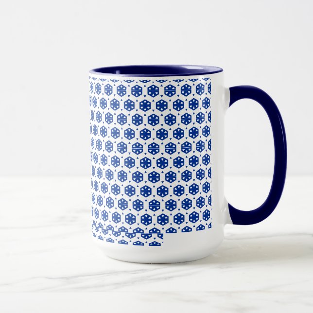 Caneca Mug - Flores Estilizadas em Linhas (Centro Escuro) (Direita)