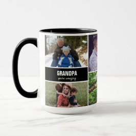 Caneca Mug for Grandpa Family Photo Collage Personalizado