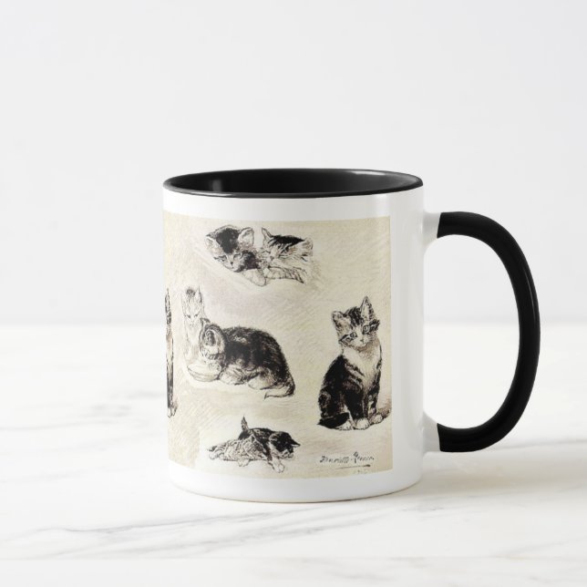 Caneca Mug: "Gatos Comendo e Jogando" (Direita)