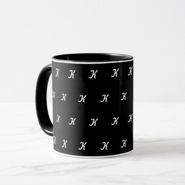 Caneca Mug inicial (preto e branco) (Frente Esquerda)
