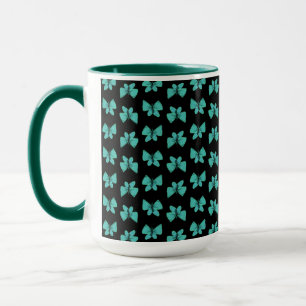 Caneca MUG Jimette Desenho borboleta turquesa sobre preto