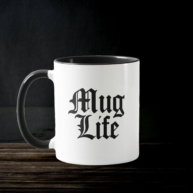 Caneca Mug Life Funny Pun Trendy Cotação Típica Negra (Criador carregado)
