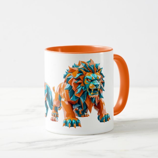 Caneca Mug lumineux avec deux lions magnifiques. (Frente Esquerda)