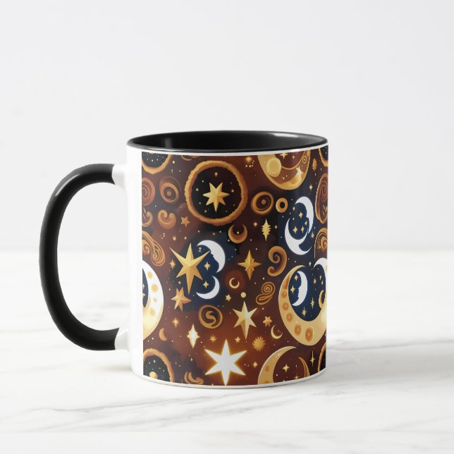 Caneca Mug – Luxury Golden Ochre Celestial Moon (Esquerda)
