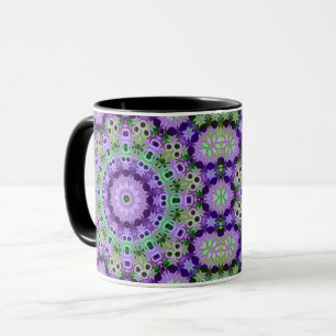 Caneca Mug Mandala padrão redondo caleidoscópio retro hip