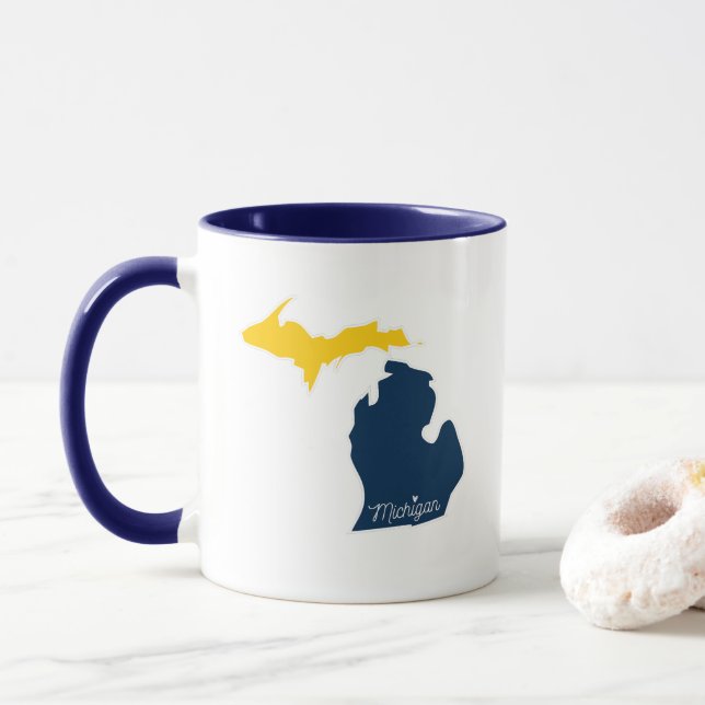 Caneca Mug Michigan - Milho e Azul (Com Donut)