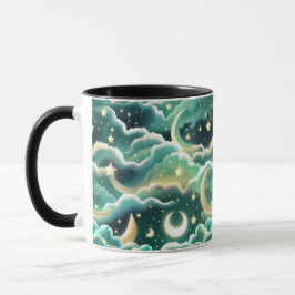 Caneca Mug - Mint Green Celestial Moon