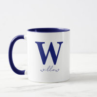 Mug Monograma Personalizado Azul Escuro Moderno