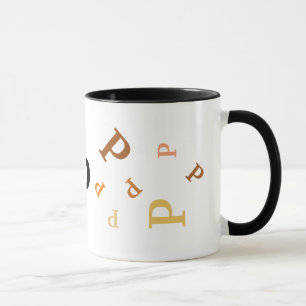 Caneca Mug - Múltiplas letras laranja e castanho