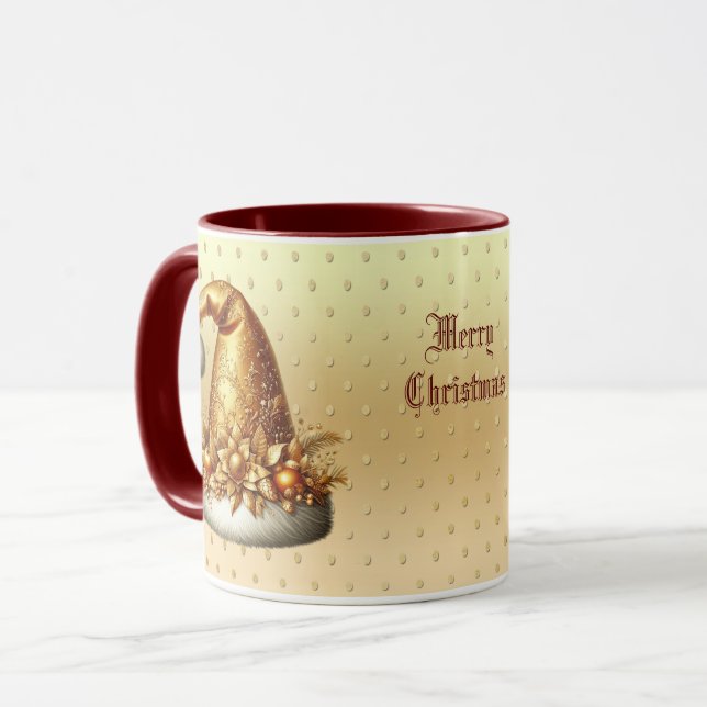Caneca Mug Natal Dourado do Santa Hat (Frente Esquerda)