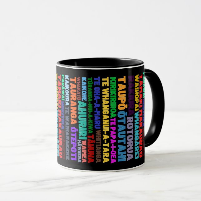 Caneca Mug neozelandesa de Kiwi Place Names (Frente Esquerda)