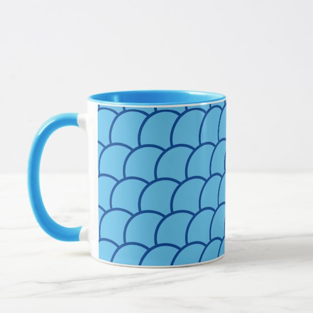Caneca Mug - Padrão de Escala de Peixe Azul (Esquerda)