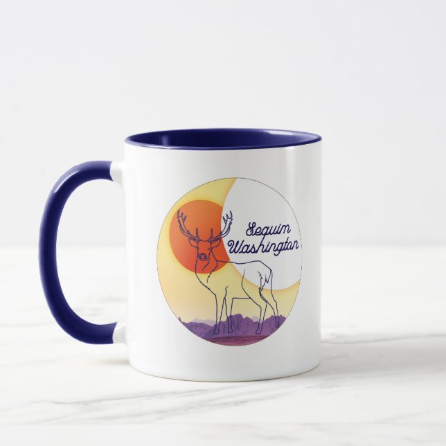 Caneca Mug: Paisagem Elk and Mountain - Sequim, WA (Esquerda)