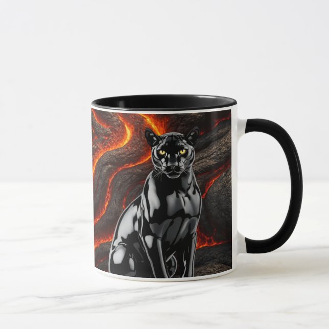 Caneca Mug panthère noire devant champ de lave (Direita)
