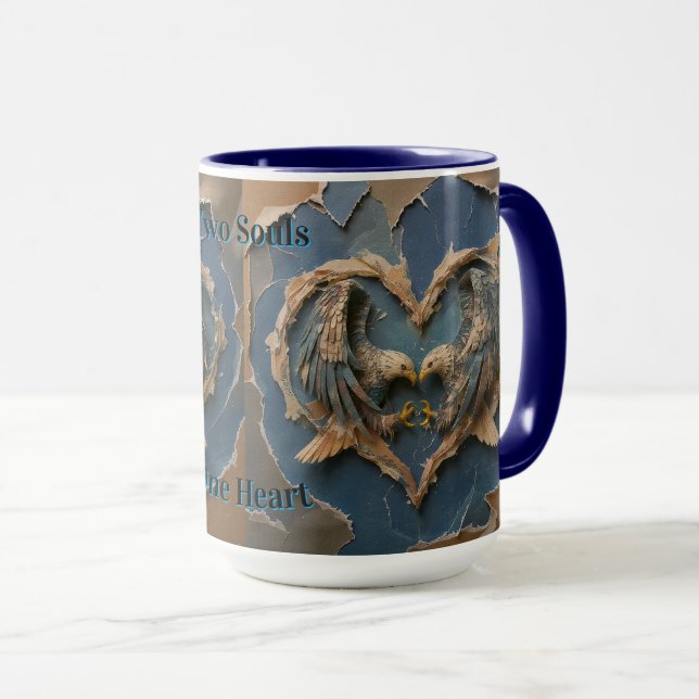 Caneca Mug Paper Cut Eagle Two Souls One Heart (Frente Esquerda)