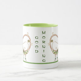 Caneca Mug - Pássaro Fio com Pedras Verdes