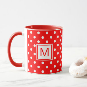 Caneca Mug Personalizado Com Polkadots Brancos Em Vermelh