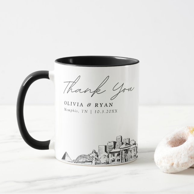 Caneca Mug Personalizado De Café De Casamento Memphis (Com Donut)