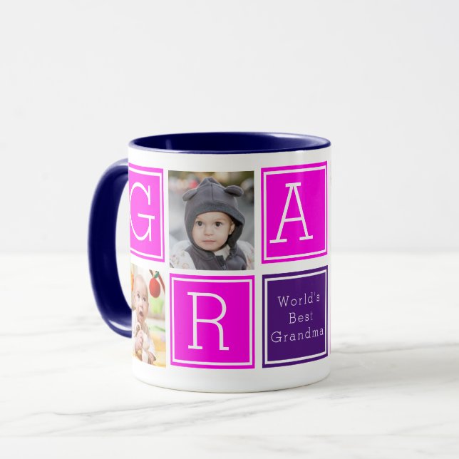 Caneca Mug Personalizado de Colagem de Fotos da Avó Perso (Frente Esquerda)