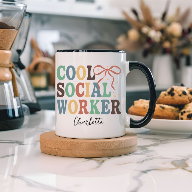 Caneca Mug Personalizado de Coquetes Retroativos do Traba (retro social worker gift, coquette mug, social worker appreciation, custom mug for social worker,)