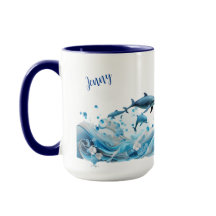 Mug personalizado de nome de golfinho personalizad