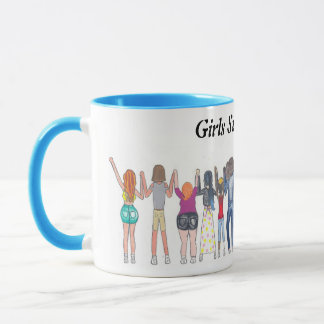 Caneca Mug que mostra garotas se apoiando.
