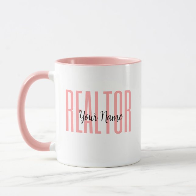 Caneca Mug Rosa do Realtor de Nomes Personalizados (Esquerda)