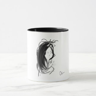 Caneca Mug Rosto de mulher aos cabelos longos