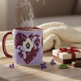 Caneca Mug Saint-Valentin "Cœur de Violettes" 